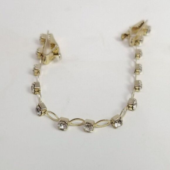 Vintage Rhinestone Sweater Clip Guard, Clips, Gold Tone Setting, Estate - Picture 5 of 7